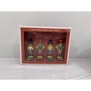 Set of 4 Thanksgiving Turkey Nutcracker Place Card Holders 5.5 Open Box